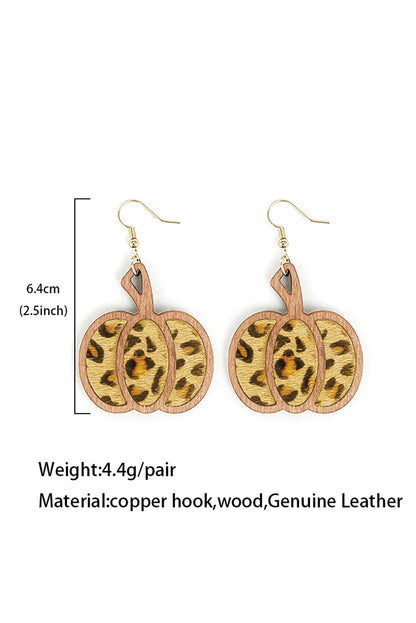 Brown Animal Print Pumpkin Shape Drop Earrings