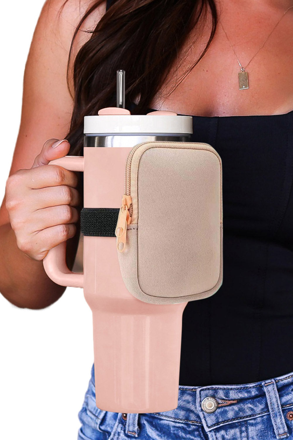 Pink 304 Stainless Steel Double Insulated Straw Tumbler Mug with Bag