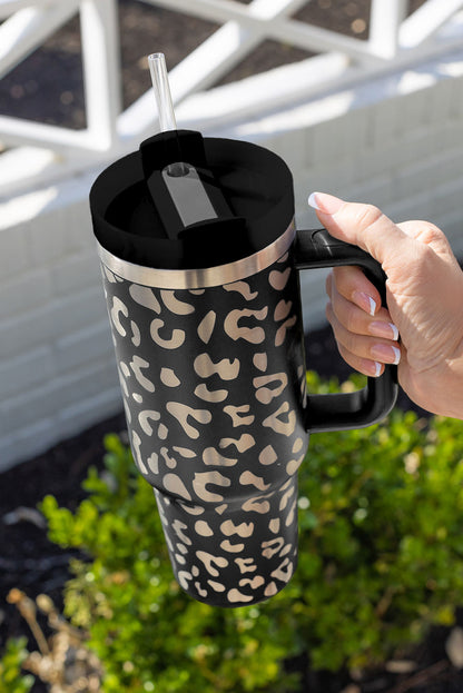 40 oz Stainless Steel Portable Leopard Tumbler Mug with Handle